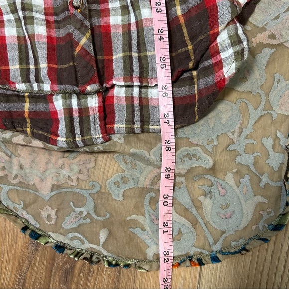 Aratta Silent Journey flannel velvet burnout shirt size medium artsy plaid sheer - Picture 10 of 10
